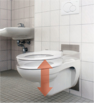 Mit dem Duofix Wand-WC-Element lassen sich die Toiletten um 8 cm in der Höhe verstellen