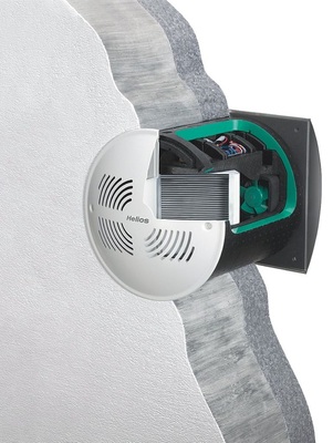 Die einfache Lösung: Eine simple Kernbohrung und schon kann das kompakte KWL EC 60 EcoVent für Einzelräume mit wenigen Handgriffen montiert werden.