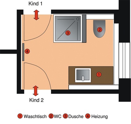 5 Vor der Sanierung bot die Anordnung statt Ruhezonen nur Verkehrsfläche. Die Dusche engte den Raum ein.