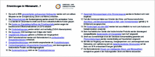 Thesen für ein Szenario der Zukunft: Vieles von den aufgeführten 17 Punkten könnte Wirklichkeit werden — mit positiven oder negativen Auswirkungen für die SHK-Branche.