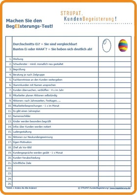 Checkliste des Autors zur Kundenbegeisterung (Quelle: www.begeisterung.de).
