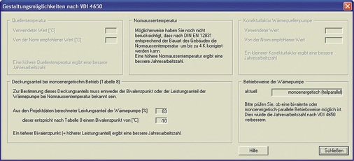6 Hinweise zum möglichen Gestaltungsspielraum bei der Anwendung der VDI 4650 im Optimierungsmodus des VDI-4650-Rechners in WP-OPT.