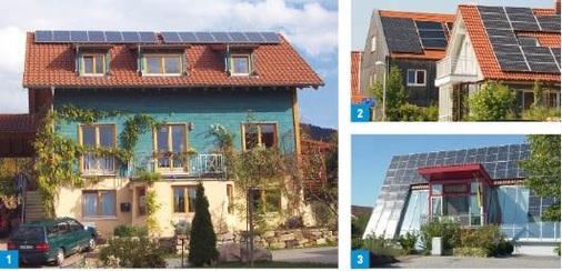 1. Bei PV-Anlagen ist es wichtig, dass das Dach nicht von umliegenden Bäumen oder Häusern verschattet werden kann.2. Wenn Solaranlagen im Pulk auftreten, ist das oft ein Hinweis auf ein gutes Handwerkermarketing.3. Hier werden die PV-Module zum Bestandteil einer interessanten Architektur.