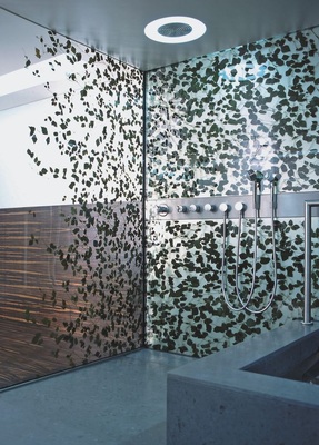 Glaswände mit Material-Einlagen bringen Individualität und setzen Highlights.