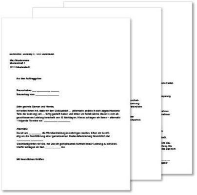 Musterschreiben für die ­Beantragung einer Teil­abnahme.