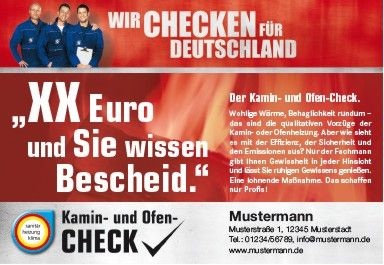 Den Kamin- und Ofencheck können Betriebe als neues SHK-Dienst-leistungsangebot einsetzen. Er erleichtert es, zielgerichtet auf die rund 14 Millionen Betreiber von Einzelraumfeuerstätten zuzugehen. Weitere Informationen gibt es bei den Verbänden.