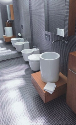 13 Dunkles Blau-Mosaik an Wänden und Boden lässt den Raum größer erscheinen.