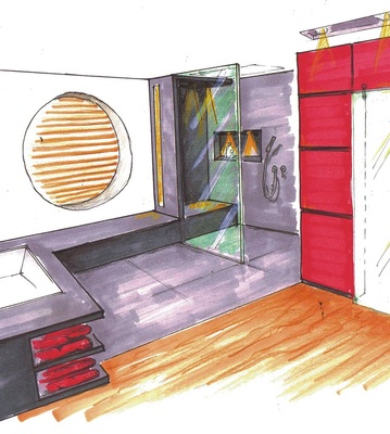 Rot als Akzent bringt Lebendigkeit.