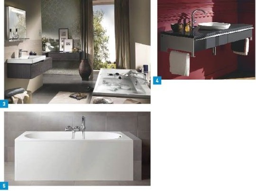 3 Vielfalt für alle: Eine Kollektion – zwei Formen – doppelte Möglichkeiten: ­Subway 2.0 von Villeroy & Boch.4 Runde Waschtische als Halbeinbau und neue, trendstarke Farben: die Waschtischfamilie Loop & Friends.5 Das komplette Profibox-System soll in nur 15 Minuten aufgestellt sein.