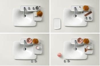 Mit 75 Einzelprodukten, zu denen neben Armaturen und Brausen auch Waschtische, eine Badewanne, Spiegel und Accessoires zählen, bietet Axor-Bouroullec viele individuelle Gestaltungsmöglichkeiten. Die Armaturen können im Waschbereich frei angeordnet werden: auf einer der integrierten Ablagen des multifunktionalen Waschtischs, davor oder seitlich davon. Oder doch an der Wand? Alles ist möglich.