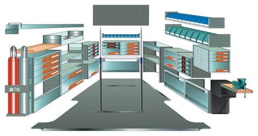 Beim neuen Flexmo-System lassen sich die gelochten Seitenwände mit den unterschiedlichsten Systemteilen kombinieren.