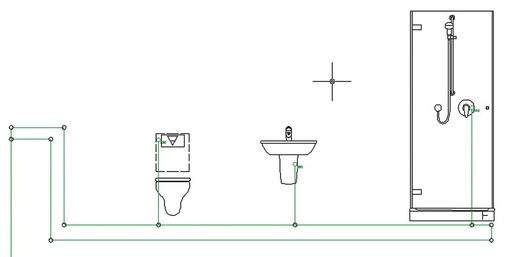 3 Keine “echte“ Ringleitung: Da der eigentliche Anschluss des Verbrauchers — hier eine Zapfstelle — über eine T-Stück-Installation erfolgt, verbleibt eine Stagnationsstrecke mit Verkeimungsrisiko, selbst wenn die Anbindeleitung nur kurz ist.