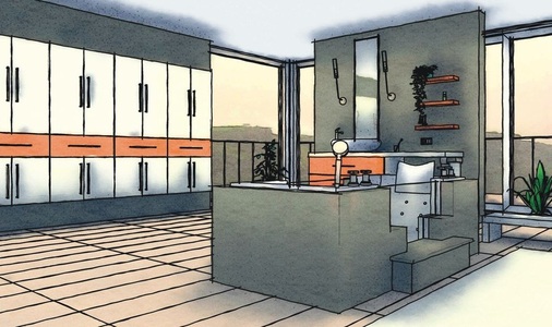 Bei Palette CAD erweitern künstlerische Darstellungen wie Marker-Zeichnungen, Aquarelle, Skizzen und 3D-Darstellungen …… die Möglichkeiten der visuellen Präsentation. Gut präsentiert und das Bad ist schon (fast) verkauft.