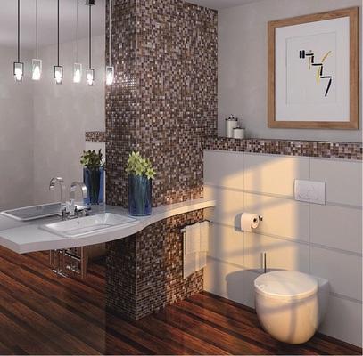 Visoft Premium bietet Living Wall für Daten-Ausgabe auf 3D-Fernseher oder Zweit-Bildschirm. Das Modul inszeniert zugleich Videoshows oder die realitätsnahe Badplanung im Maßstab 1:1.