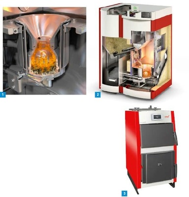 1 Der neue Mikrobrenner für Pellets von Windhager hat einen Modulationsbereich von 1,6 bis 16 kW.2 Mit dem Biowin XL deckt Windhager bei Pelletskesseln nun einen ­Leistungsbereich bis 60 kW ab.3 Als Beistellkessel ergänzt der Easywin die Zentralheizung und ermöglicht die Nutzung alternativer Brennstoffe.