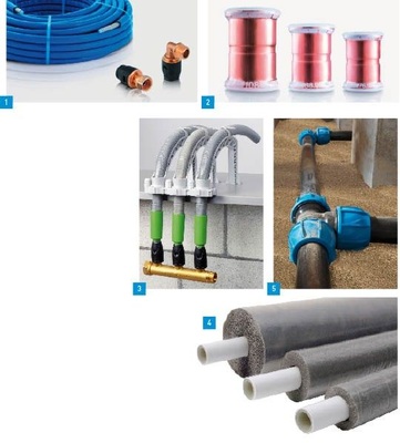 1 Geberit erweitert das PushFit-Sor­timent für die Heizungs- und Trink­wasserinstallation.2 Geberit Mapress Kupfer Super-Size lassen sich auch bei großen Objekten mit der sicheren Verpresstechnik ohne offene Flamme verarbeiten.3 Das iFIT Steckfittingsystem wurde erweitert und ist mit dem Sanipex-­Programm von Georg Fischer JRG zu kombinieren.4 Die Dämmung der vorisolierten Rohre entspricht der DIN 1988-2 (Tabelle 9) und erfüllt die Vorgaben der EnEV 2009.5 Neuer Klemmfitting iJoint: Das Sortiment ist auf einen Druckbereich bis maximal 16 bar ausgelegt und verfügt über weltweite Zulassungen.