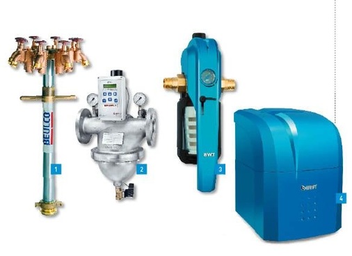 1 Beulco hat sein Produkt-Portfolio im Segment Standrohre mit Systemtrenner BA erweitert.2 Alle wasserführenden Teile des Berkofin-Schutzfilters sind aus Edelstahl gefertigt.3 Beim neuen BWT E1-Titanium-Filter kann der gebrauchte Filter in der Geschirrspülmaschine gereinigt und wieder verwendet werden.4 AQA life S: Kompakte Weichwasseranlage für das Einfamilienhaus.