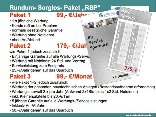 Das Rundum-Sorglos- Paket: Zum Einsatz kommen drei verschiedene Wartungs- und Leistungspakete, für die die Kunden entweder 99 oder 179 Euro im Jahr oder für die große Variante 99 Euro monatlich zahlen sollen.