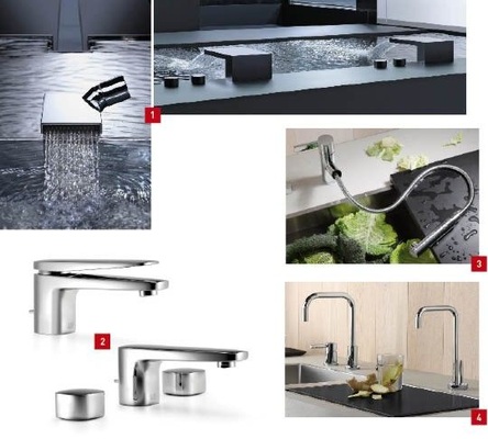 1 Deque heißt die neue Dornbracht-Armaturenlinie mit ­flachem, breitem Auslauf und ­reduzierter Formensprache.2 Gentle überraschte mit der Normalität ihrer Form und freundlicher Sanftheit.3 Bei Eno fließt in der neutralen Hebelstellung ausschließlich kaltes Wasser.4 Neben Tara Ultra und Lot wird das Water-Dispenser-System auch passend zu den Küchenarmaturen Tara Classic, Elio und Meta.02 erhältlich sein.