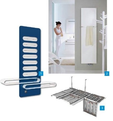 1 Das Konzept New Design Collection von Vogel & Noot zur individuellen Gestaltung von Heizkörpern wird erweitert. ­Hierzu stellte der Hersteller Designstudien vor.2 Geringer Wassergehalt und die direkt auf Grafit ­liegende, glatte Stahlfront sorgen beim Fina von Zehnder für kurze Reaktionszeiten.3 Die neue Heiz- und Kühldecke von Zehnder in der Variante als Bandrasterdecke.