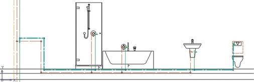 In der Stockwerksinstallation finden sich in der Praxis oft herkömmliche T-Stück-Installationen. Trotz der kurzen Strecke stellt die Einzelzuleitung einen nicht regelmäßig durchströmten Rohrleitungsabschnitt mit hohem Verkeimungsrisiko dar.