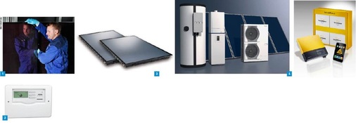 1 Modul-Fertigung bei Schott Solar. Das neue Doppelglasmodul ist ab sofort über Großhändler wie PV5 lieferbar. 2 Mit dem Datalogger DL3 von Resol lassen sich bist zu sechs Heizungs- und Solarregler kontrollieren.3 Die kleinen Kollektoren Heliostar 218 S4 und 252 S4 von Roth lassen sich ohne Werkzeug durch Steckverbinder montieren.4 Beim solargeführten Heizsystem von Schüco ist das Hydraulikmodul so ausgelegt, dass viele Anlagenkonfigurationen möglich sind.5 Mit einem Speichersystem – auch zum Nachrüsten – kommt Solarworld auf dem Markt. Damit lässt sich der Eigenverbrauch erheblich steigern.