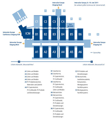 Eindeutigen Schwerpunkt der Intersolar bildet der Photovoltaik-Bereich, für den 90 % aller Aussteller Produkte und Dienstleistungen bereit halten.