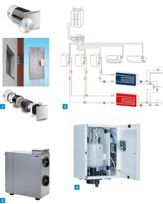 1 Die Wärmerückgewinnung des dezentralen Lüftungsgeräts e2 von Lunos basiert auf einem regenerativen Prinzip.2 Das Lüftungsgerät WR 600 von Maico ist mit Alu-Wärmeübertrager und EC-Technologie auf Energieeffizienz getrimmt.3 Die neuen Wassermodule für die City Multi-Serie von Mitsubishi Electric ermöglichen die Versorgung mit Kalt-, Warm- und Brauchwasser auf der Basis eines VRF-Gerätes.4 Der Luftbefeuchter von Pluggit für Wohngebäude mit Komfortlüftung sorgt für eine verbesserte Behaglichkeit und den Schutz der Bausubstanz im Winter.