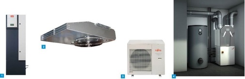 1 Ein genau definiertes Klima in engen Toleranzen, wie es für Serverräume erforderlich ist, schafft der Minispace EC von Stulz. 2 Der Radial-Jetventilator IV von Systemair ist aufgrund seiner flachen Bauart auch für niedrige Garagen geeignet.3 Walter Meier erweitert die Fujitsu-Produktpalette mit dem 8-Room Multi um ein leistungsstarkes, aber dennoch kompaktes Gerät.4 Die Comfobox Apart von Zehnder vereint mit einer Heizleistung von 2,5 oder 3,5 kW alle Haustechnikfunktionen für Niedrigenergie- und Passivhäuser.