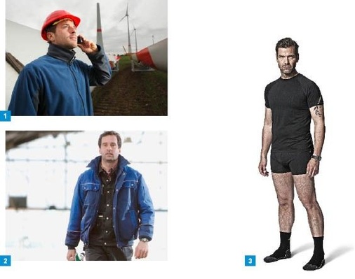 1 Die Fleecejacke von Mewa ­besteht aus besonders leichtem Polyester.2 Die Winterjacke Mewa ­Combistar hat herausnehm­bare Ärmel und eine einknöpfbare Weste.3 Bambuskristalle im Gewebe sorgen bei der First Layer-Kollektion von Snickers für einen Anti-Geruchs-Effekt.