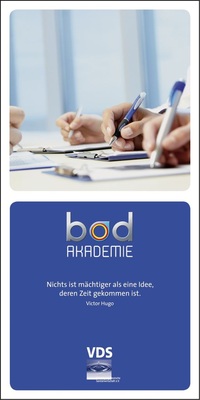 Dieser Folder enthält ein kleines Porträt der Bad-Akademie. Den kostenlosen Flyer können Interessenten unter www.sanitaerwirtschaft.de downloaden.
