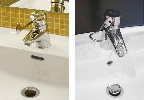 Einhebelarmaturen mit langen Bedienarmen und/oder zum Einhaken bieten gemäß der unterschiedlichen Einschränkungen Komfort bei geringer Feinmotorik in den Händen.