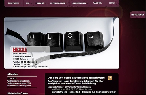 Kai Hesse, Inhaber eines SHK-Betriebes, betreibt eine professionell erstellte Website (www.bad-heizung-schwerte.de). Eigenbau hat seiner Meinung nach wenig Sinn.