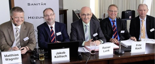 Die Akteure: (v.l.) Matthias Wagnitz, Jakob Köllisch, Hauptgeschäftsführer Rainer Lunk, Landesinnungsmeister Fritz Koch und Bernd Ishorst.