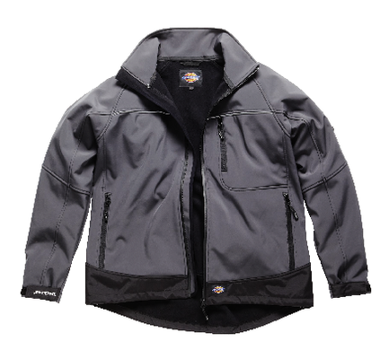 Die Softshell-Jacke Orwell von Dickies kann mit einem Zip-Hoody oder FleecePullover kombiniert werden.