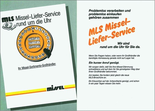 Broschüre von 1987: Seit Jahrzehnten bauen die Kunden auf den Missel-Lieferservice.