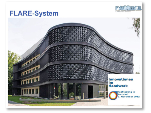 Machbar: Die Fassade besteht aus vielen einzelnen kippbaren Metallkörpern, die sich durch individuell steuerbare Pneumatikzylinder bewegen lassen.