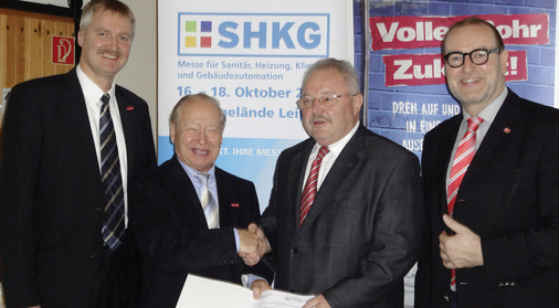 Kooperationsvereinbarung mit der Handwerkskammer Magdeburg (v.l.): Burkhard Gruppe, Werner Vesterling (HWK Magdeburg), Dr. Joachim Eulenstein und FV-Geschäftsführer Dr. Michael Dimanski.