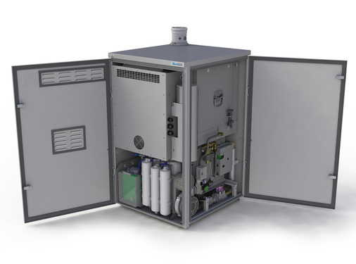 Das Bluegen-Gerät mit 60 % elektrischem Wirkungsgrad ist primär als Kleinkraftwerk konzipiert. Es könnte in virtuellen Kraftwerken eine wichtige Rolle spielen, da die geringe Wärme ganzjährig genutzt werden kann.