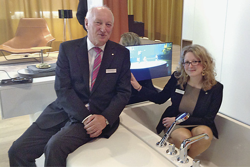 Burgbad-Produktmanagerin Jennifer Albrecht und Vorstandsvorsitzender Karl-Heinz Wennrich fühlten sich sichtlich wohl mit ihren hochklassigen RC 40-Kombinationen, TV-Anbindung inklusive.