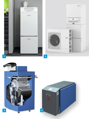 1 Der Öl-Brennwertkessel Novocondens BOB soll sparsam, leise und besonders installationfreundlich sein. Brötje erwartet deshab einen erfolgreichen Marktstart.2 Split-Wärmepumpen Sensotherm BLW Split von Brötje eignen sich für den Heiz- und den Kühlbetrieb.3 Eine serienmäßige IP-Schnittstelle hat der Öl-Brennwertkessel Logano plus GB145 mit modulierendem, selbstkalibrierendem Verdampfungsbrenner. 4 Das Loganova BHKW-Modul EN12 von Buderus mit integrierter Brennwertnutzung und serienmäßiger Hocheffizienzpumpe lässt sich auch in beengten Verhältnissen gut einbauen.