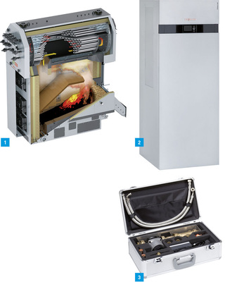 1 Der Pyroflex SRT von Viessmann ist für den Dauerbetrieb mit Volllast konzipiert und kann auch sehr feuchte und aschereiche Holzbrennstoffe nutzen.2 Mit der Vitocal 200-A führt Viessmann eine kompakte Luft/Wasser-Wärmepumpe mit invertergeregeltem Verdichter für hohe Jahresarbeitszahlen in den Markt ein.3 Viessmann Erweiterungs-Koffer für den automatisierten hydraulischen Abgleich in Heizkreisen ohne integrierten Volumenstromsensor.