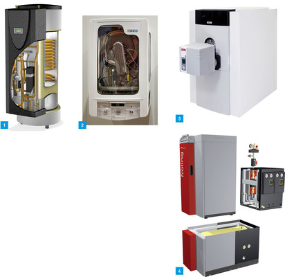 1 Die Außeneinheit der Dimplex Split- Luft/Wasser-Wärmepumpe Splydro ist invertergesteuert. Der Hydro-Tower für die Innenaufstellung wurde entsprechend angepasst.2 ECA Germany hat die Gas-Brennwertthermen jetzt auf Hocheffizienzpumpen umgestellt. Im Angebot sind Geräte mit 24 und 30 kW. Die Herstellergarantie ­beträgt drei Jahre.3 Der flexibel einsetzbare Straton L von Elco lässt sich sowohl als Öl- als auch als Gas-Brennwertkessel einsetzen.4 Zum P1 Pellet von Fröling gibt es op­tional einen Hydraulik- und Boilerblock, der sich später auch problemlos nach­rüsten lässt.