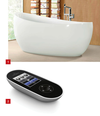 1 Die neue, freistehende Wanne aus der Kollektion Aveo new generation vervollständigt die gleichnamige Villeroy & Boch-Komplettserie.2 Mehr Komfort und neue Optionspakete für Whirlpoolsysteme von Villeroy & Boch.