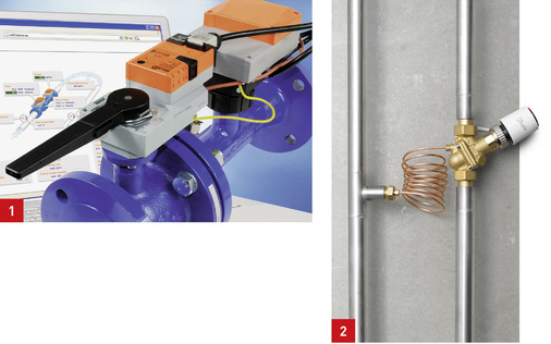 1 Der elektronisch geregelte Regelkugelhahn Energy Valve von Belimo hat einen eingebauten Webserver für das Energiemonitoring und viele weitere Funktionen.2 Drei Ventile in einem: Das Danfoss AB-PM besteht aus Differenzdruckregler, Durchflussbegrenzer und Zonenventil. Es senkt die Heizkosten und erhöht den Komfort.