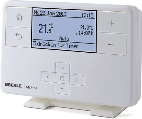 Zur Funklösung Mistat RF von Eberle Controls gehören der programmierbare Temperaturregler, der Raumregler sowie der Empfänger.