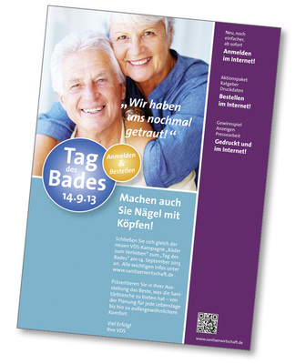 Die Hauptpersonen des Dachmotives verkörpern das Kernthema, den demografischen Wandel, und zeigen die Profi-Kompetenz für barrierefreie Bäder auf. Der vierseitige Aktionsfolder informiert — weitere Infos auf www.sanitaerwirtschaft.de.