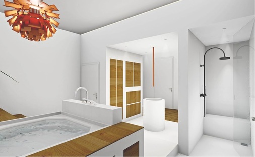 Mit einer fotorealistischen Darstellung vermittelt Jürgen Beßler einen guten Eindruck vom Kommunikationszentrum Waschbrunnen, dem separierten WC und der Dusche.