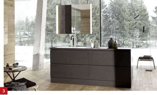 Bei Verwendung mehrerer Holzarten passen gleiche oder gegensätzliche Holztöne zusammen. Auch hier sind die Accessoires farblich darauf abgestimmt.