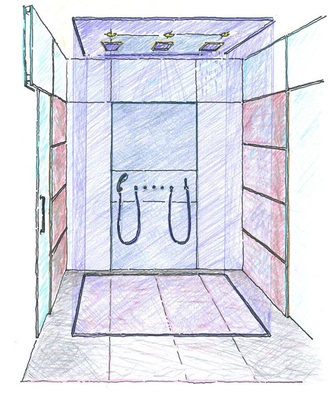 Der Duschbereich mit Luftschleier ­verhindert Wassertropfen auf den Wänden und so entfällt lästiges Abziehen.